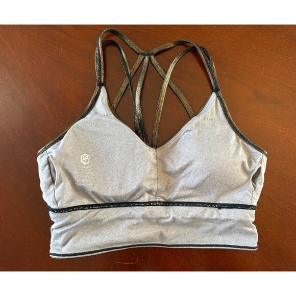 Born Primitive Metallic Strappy Sports Bra Gold/Black Shimmer Size Medium - Picture 7 of 9